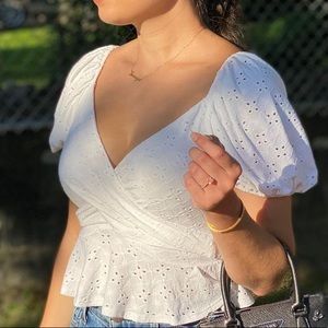 Asos eyelet white wrap top